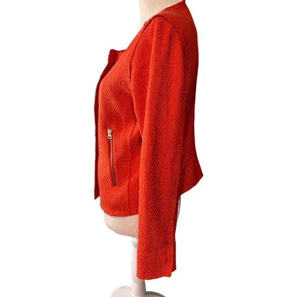Club Monaco Tweed Snap Front Blazer Jacket Orange Size 6 - Picture 4 of 11